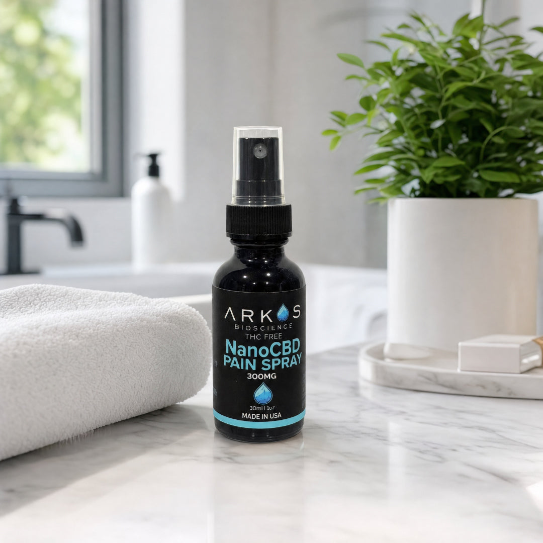 Pain Spray bathroom counter