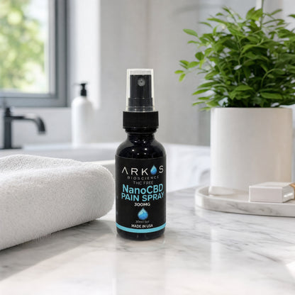 Pain Spray bathroom counter